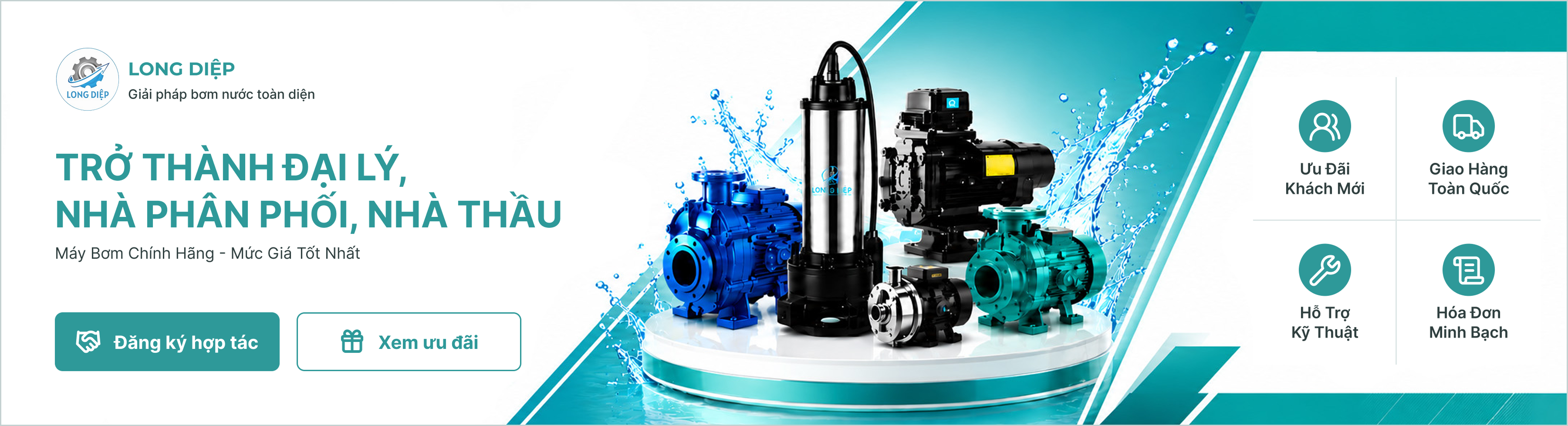 Trở thành đại lý, nhà phân phối, nhà thầu máy bơm nước Long Diệp với mức giá tốt nhất